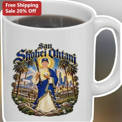 San Shohei Ohtani Mug Los Angeles Dodgers Saint Baseball Fan Gift