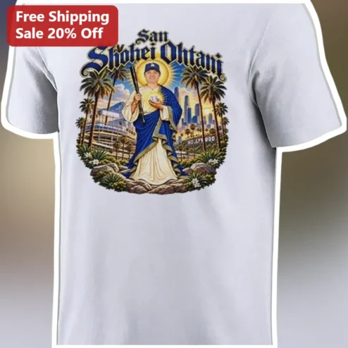 San Shohei Ohtani Tee Los Angeles Dodgers Fan Shirt Religious Parody Baseball Graphic