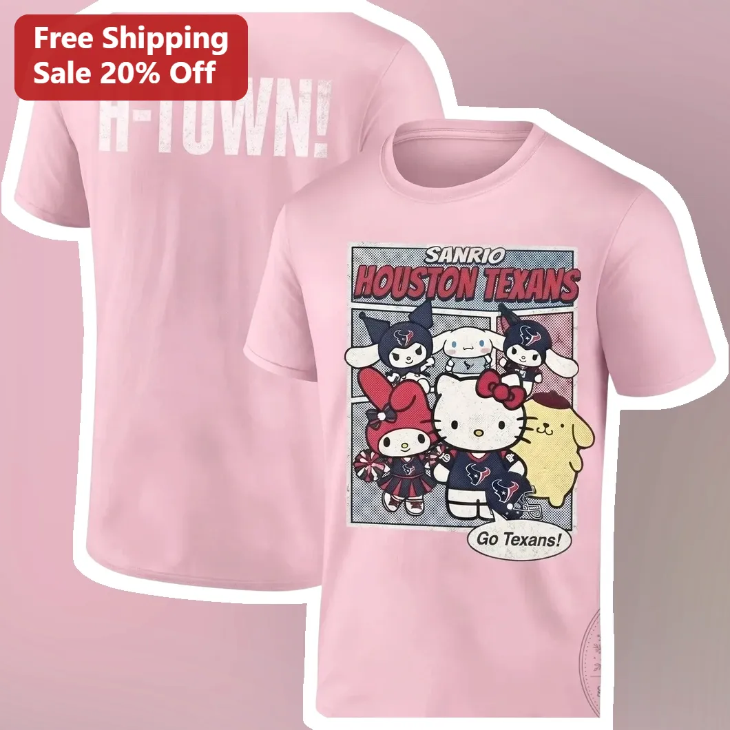 Sanrio Houston Texans Hello Kitty Tee H-Town Go Texans Kawaii NFL Fan Shirt