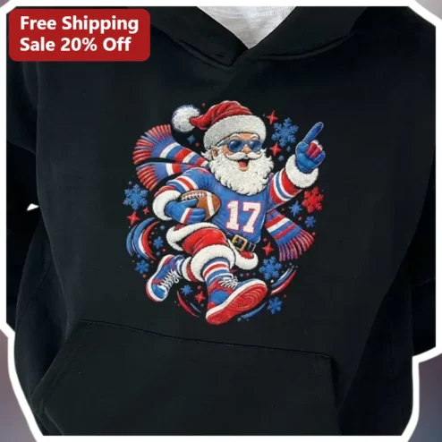 Santa Claus Hoodie Football Jersey Design Funny Christmas Gift for Men Women