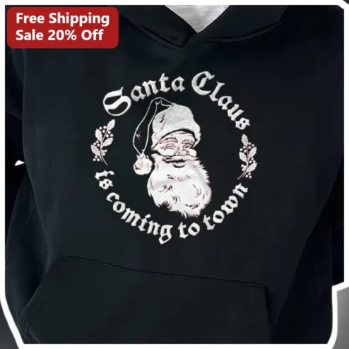 Santa Claus Is Coming To Town Vintage Gothic Hoodie Christmas Gift For Men Women