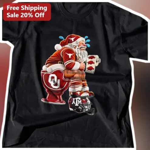 Santa Claus Tee Funny College Football Rivalry Christmas Graphic Shirt for Men Women