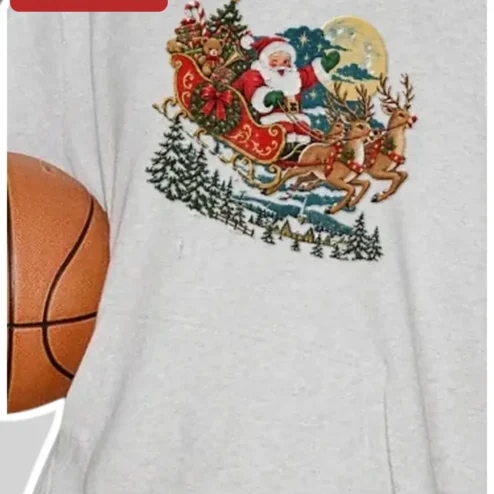 Santa Claus Vintage Sleigh Ride Graphic Tee Retro Christmas Holiday Shirt Gift