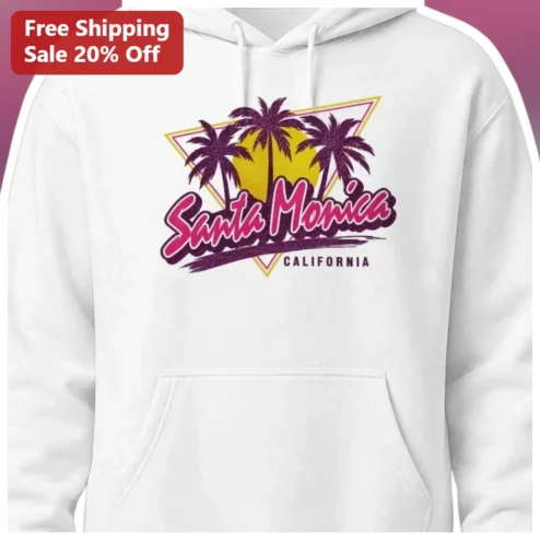 Santa Monica California Hoodie Retro Palm Tree Vaporwave Souvenir Sweatshirt