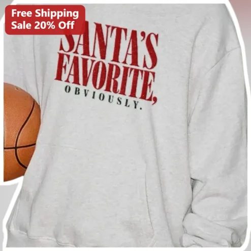 Santa's Favorite Obviously Basketball Sweatshirt Christmas Gift for Kids and Sports Fans