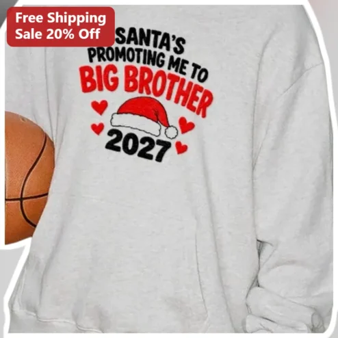 Santa's Promoting Me to Big Brother Hoodie Christmas Pregnancy Announcement Gift for Toddler