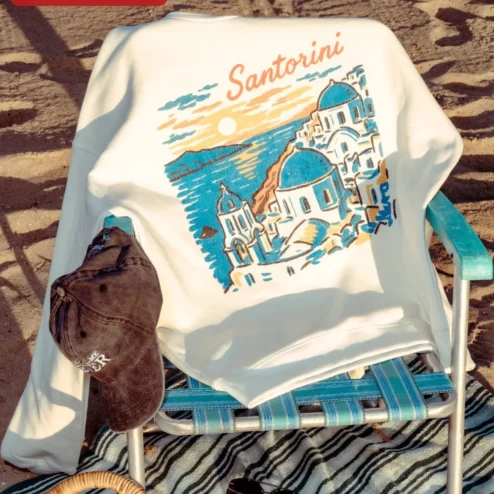 Santorini Vintage Sunset Crewneck Sweatshirt Greece Travel Gift