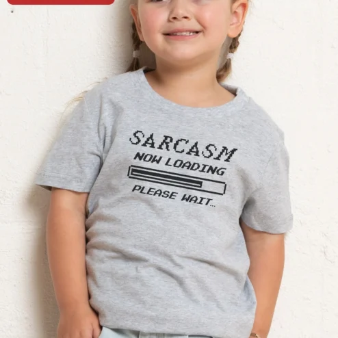 Sarcasm Now Loading Please Wait Funny Sarcastic Kids Tee Pixel Art Humor Gift