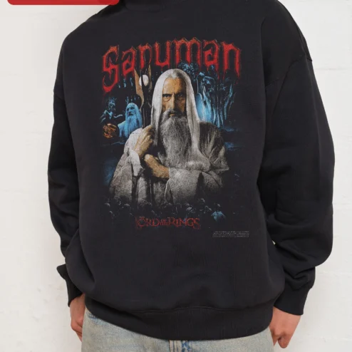 Saruman The Lord Of The Rings Sweatshirt Vintage Distressed Wizard Graphic Crewneck