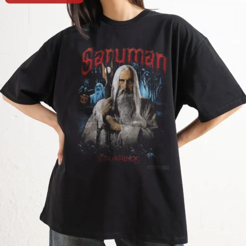 Saruman the White Lord of the Rings Tee Vintage Fantasy Wizard Graphic Shirt for LOTR Fans