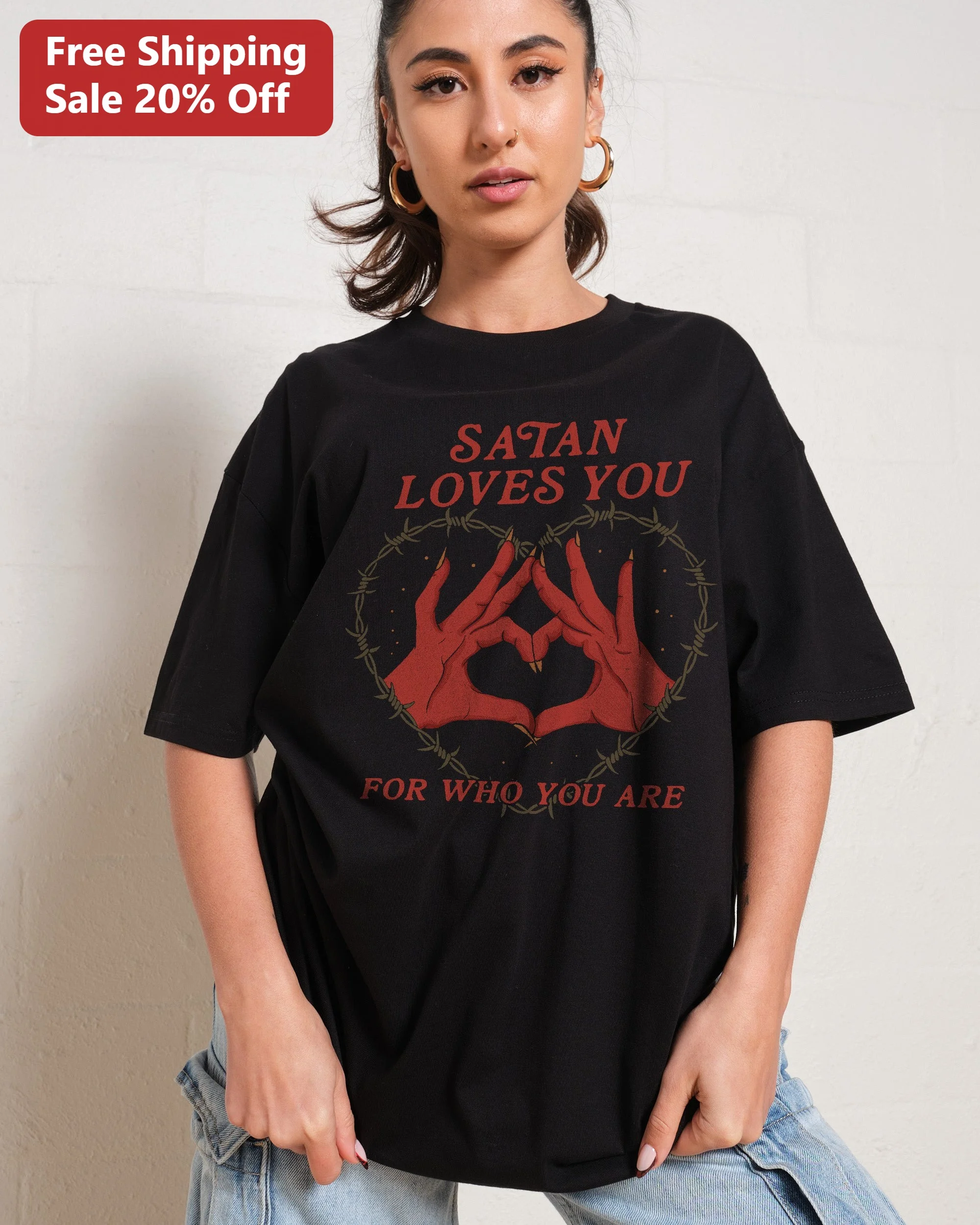 Satan Loves You For Who You Are Tee Grady Hendrix Book Dark Humor Gothic Occult Graphic Shirt
