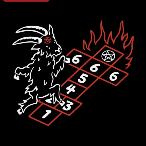 Satanic Goat Hopscotch Tee Baphomet Pentagram Occult Halloween Gift for Men Women