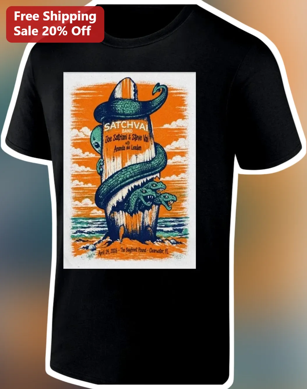 SatchVai Band Tee Joe Satriani Steve Vai Guitar Merch Retro Concert Shirt