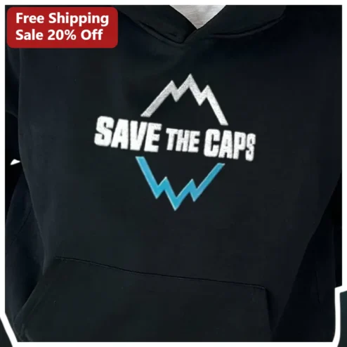 Save The Caps Hoodie Baseball Fans Mountain Graphic Pullover