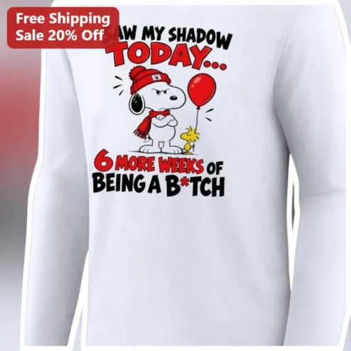 Saw My Shadow Today Long Sleeve Shirt Snoopy Groundhog Day Funny Winter Gift