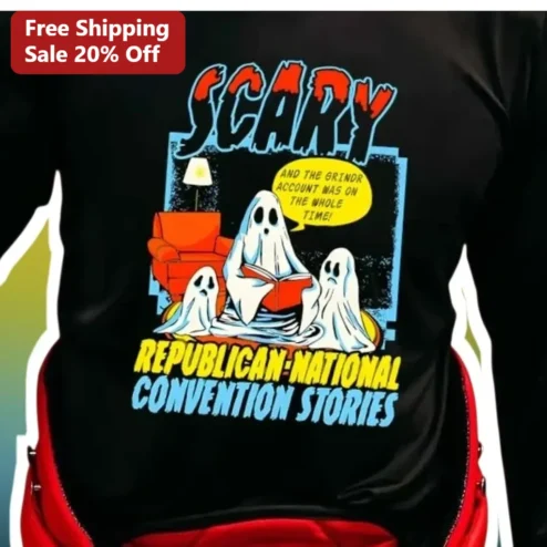 Scary Republican-National Convention Stories Tee Political Satire Ghost Graphic Shirt Election Season Gift