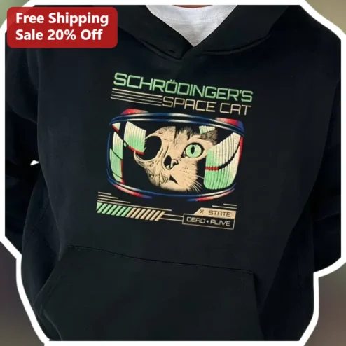 Schrödinger's Space Cat Hoodie Dead and Alive Quantum Physics Gift for Science Nerds