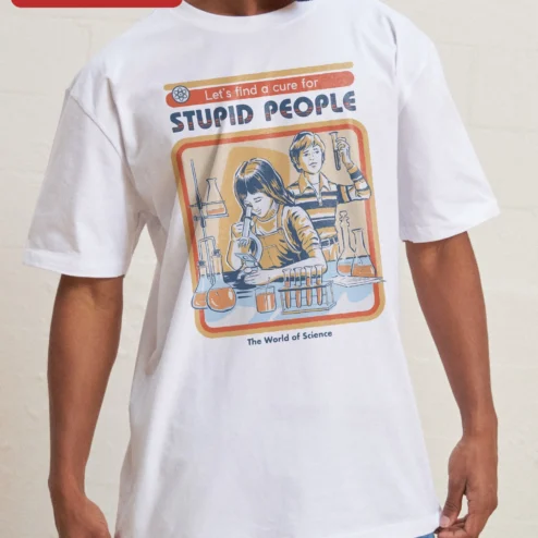 Science Humor Tee Let's Find a Cure for Stupid People Vintage Lab Graphic Shirt