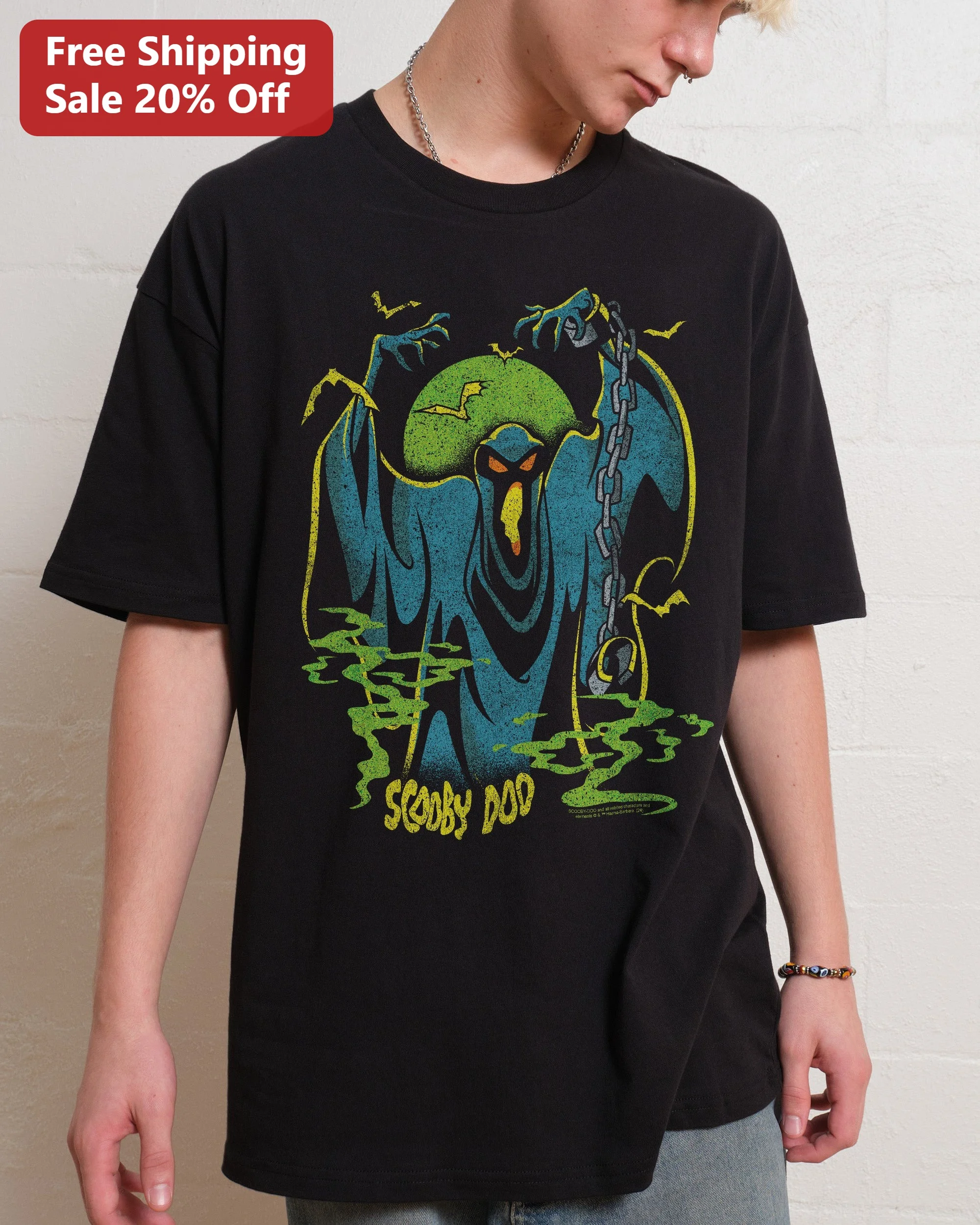 Scooby-Doo Black Ghost Knight Vintage Horror Graphic Tee for Men Women