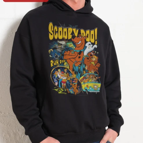 Scooby Doo Ruh Roh Graphic Hoodie Retro Cartoon Mystery Inc Sweatshirt