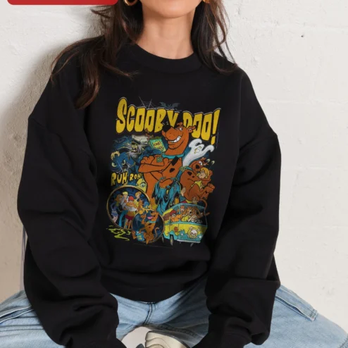 Scooby-Doo Ruh Roh Sweatshirt Vintage Cartoon Mystery Inc Graphic Crewneck