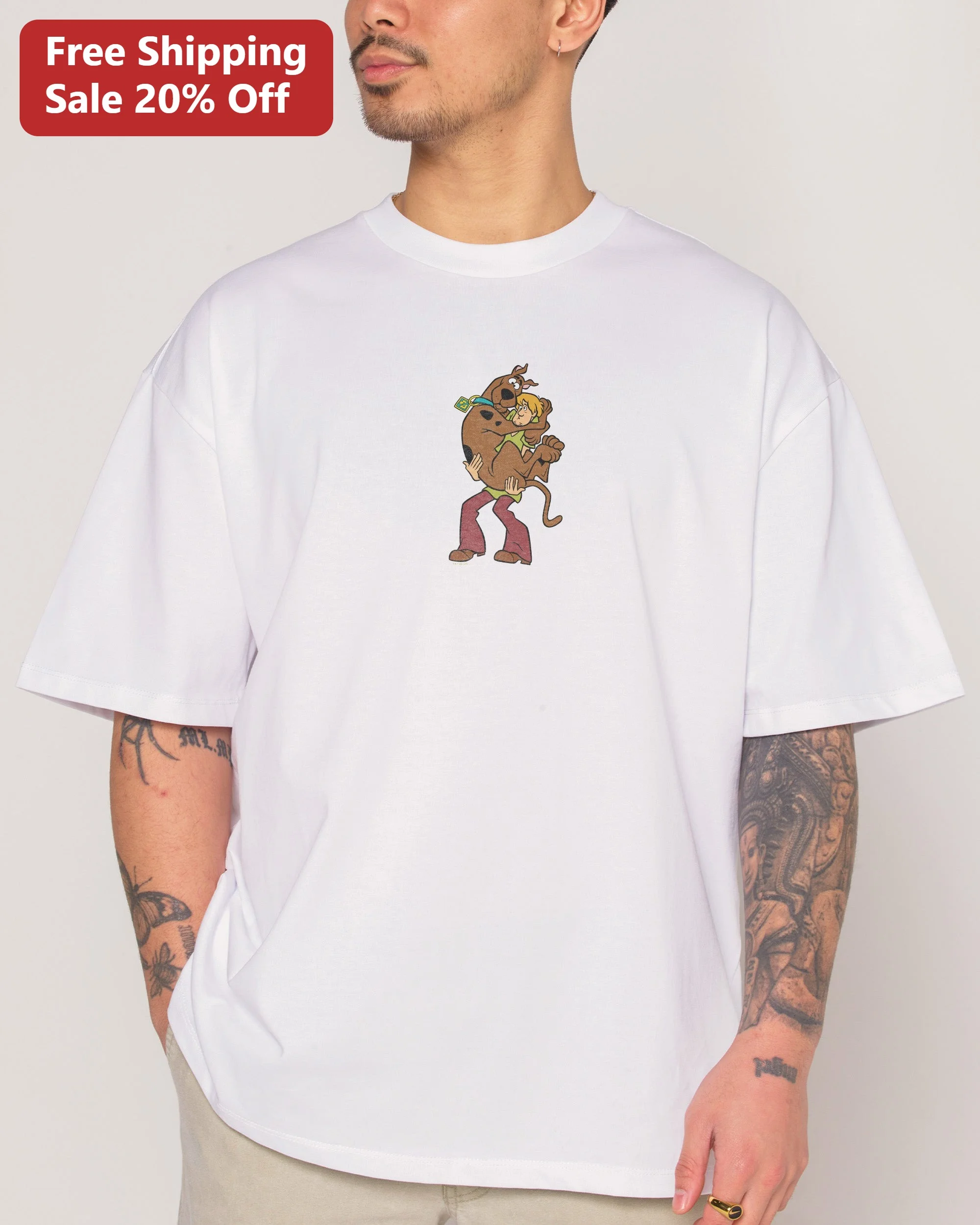 Scooby-Doo Tee Vintage Shaggy and Scooby Hug Graphic T-Shirt Retro Cartoon Streetwear Gift for Men Women