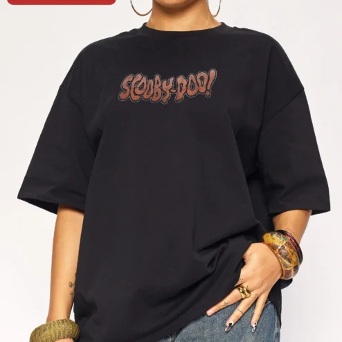 Scooby-Doo! Vintage Distressed Logo Oversized Graphic Tee for Adults
