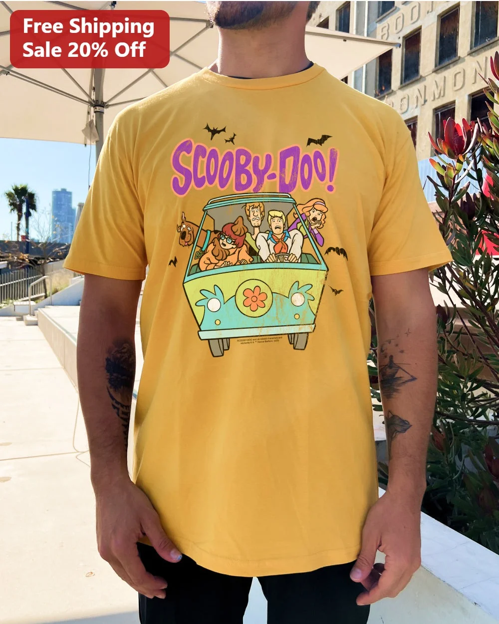 Scooby-Doo Vintage Graphic Tee Mystery Machine Gang Retro Cartoon Shirt for Men Adults