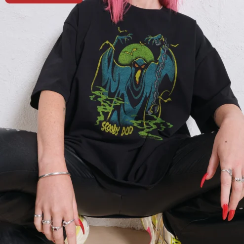 Scooby-Doo Vintage Green Ghost Graphic Tee Retro Cartoon Shirt for Men Women Halloween Gift