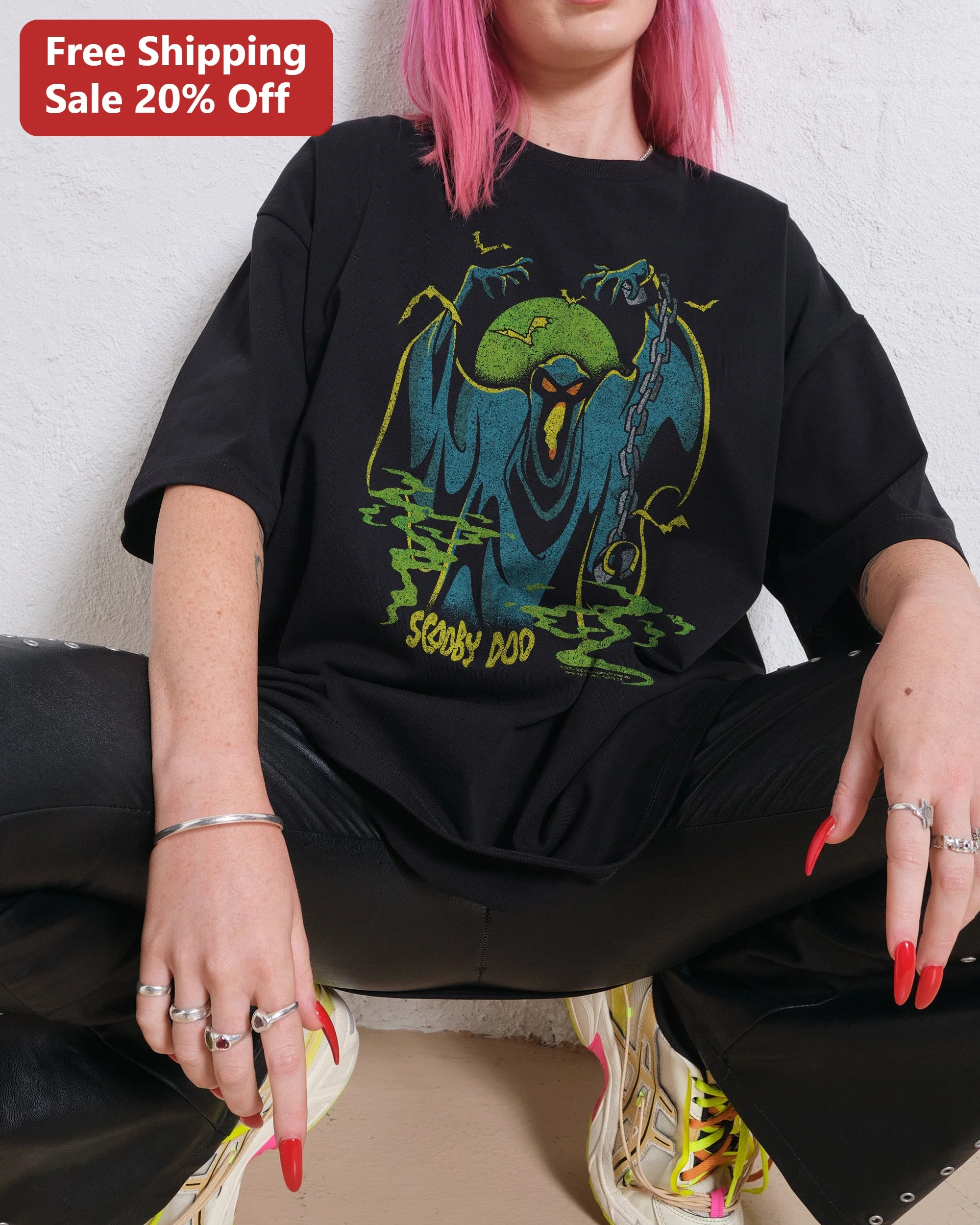 Scooby-Doo Vintage Green Ghost Graphic Tee Retro Cartoon Shirt for Men Women Halloween Gift