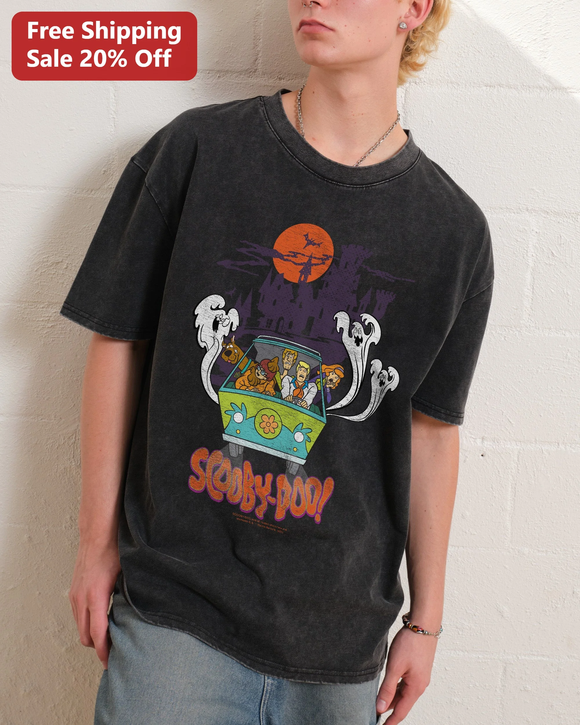 Scooby-Doo Vintage Mystery Machine Graphic Tee Retro Cartoon Shirt