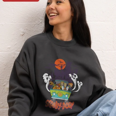 SCOOBY-DOO! Vintage Mystery Machine Sweatshirt Retro Cartoon Crewneck for Women Men