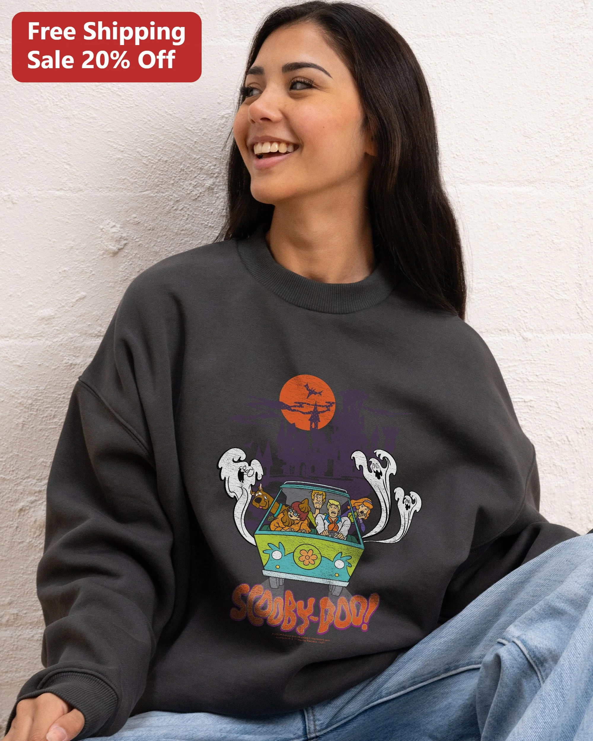 SCOOBY-DOO! Vintage Mystery Machine Sweatshirt Retro Cartoon Crewneck for Women Men