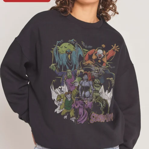 Scooby-Doo Vintage Villains Crewneck Sweatshirt Retro Mystery Inc Graphic Apparel