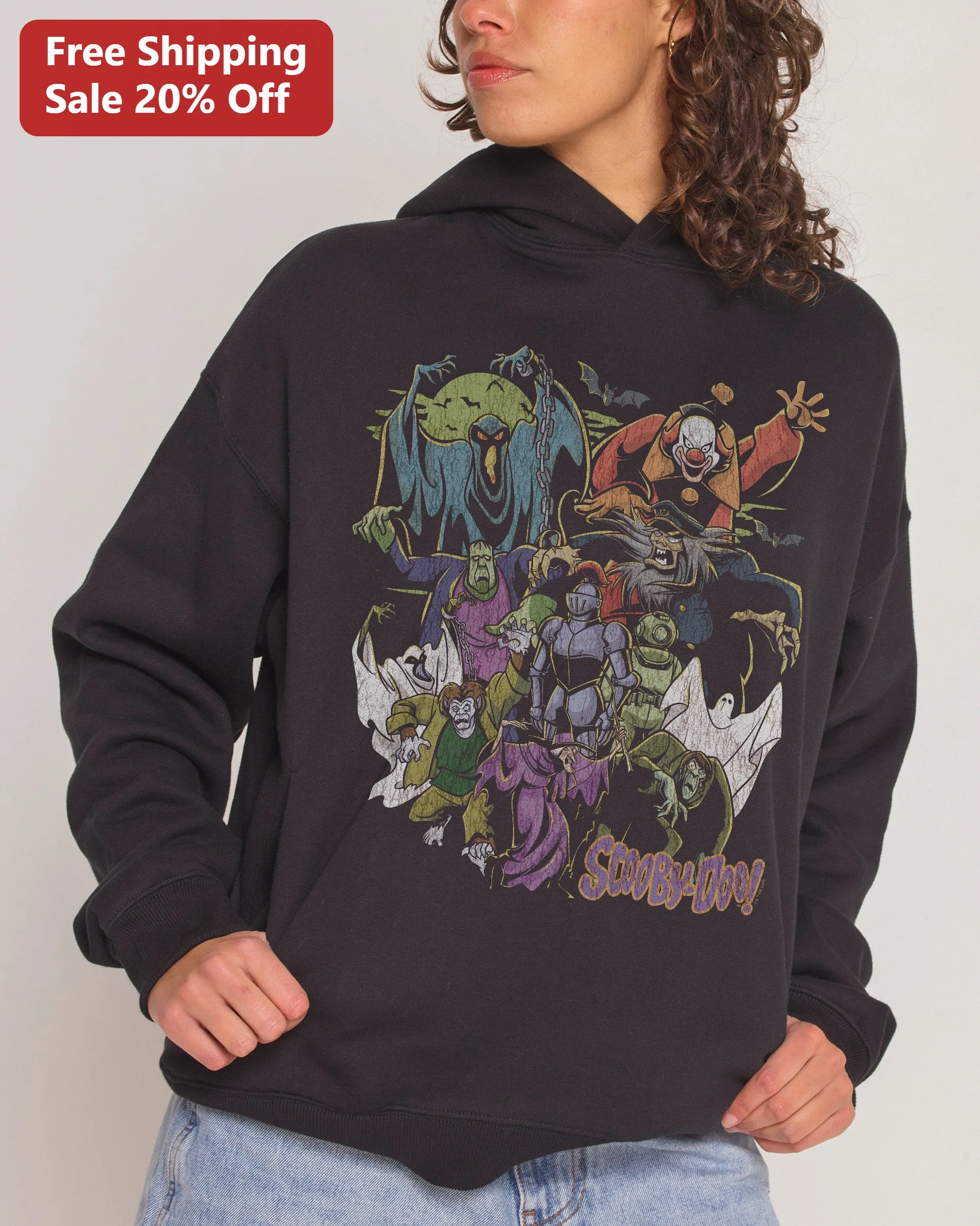 SCOOBY-DOO! Vintage Villains Hoodie Mystery Inc Retro Cartoon Graphic Sweatshirt