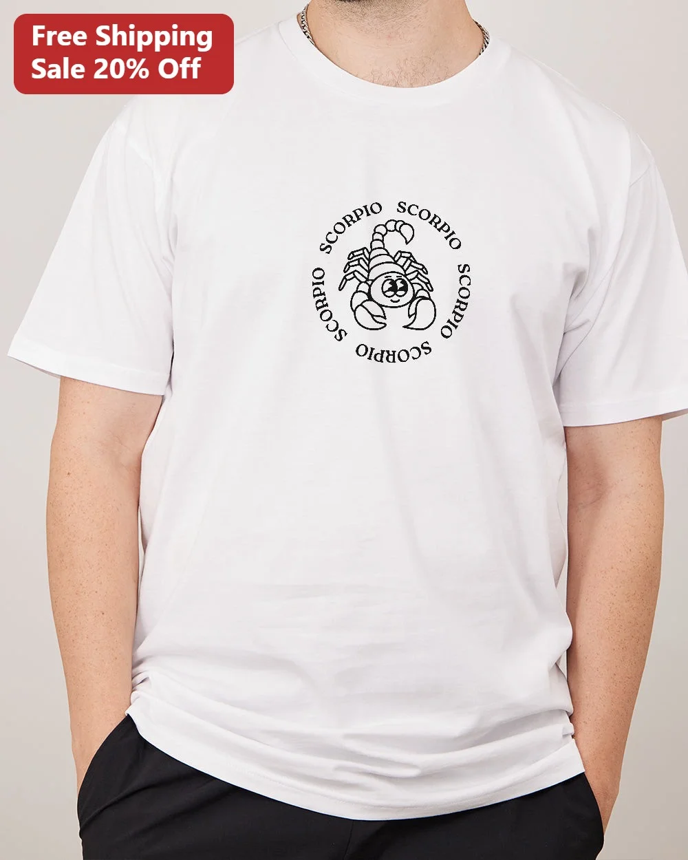 Scorpio Cute Kawaii Line Art Graphic Tee Zodiac Star Sign Birthday Gift for Women Men