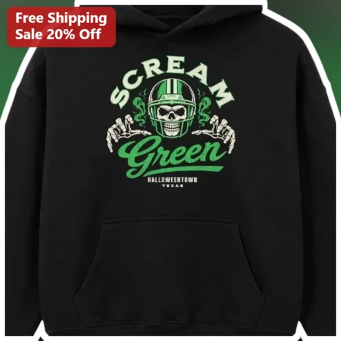 Scream Green Halloweentown Texas Hoodie Spooky Football Skull Halloween Gift