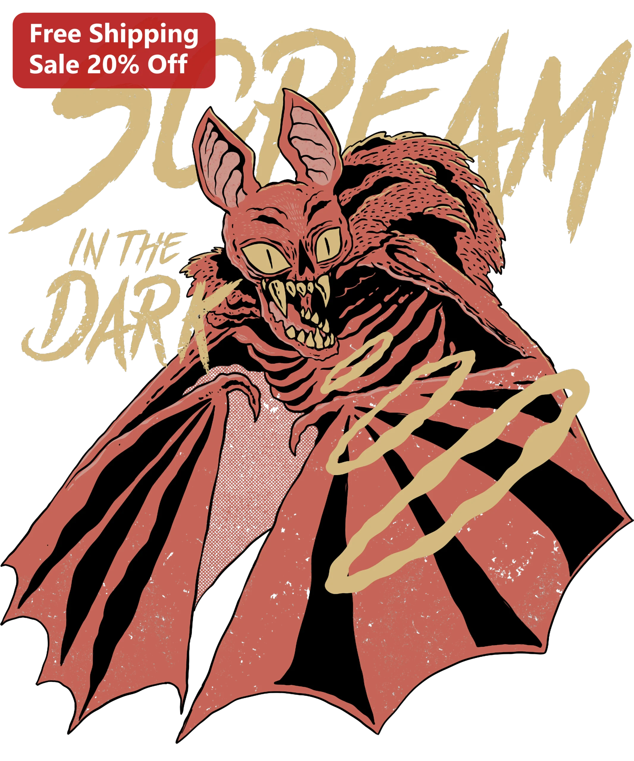 Scream in the Dark Tee Vintage Horror Bat Demon Graphic Shirt Halloween Gothic Apparel