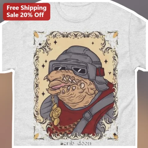 Scrib Doon Vintage Alien Portrait Graphic Tee Retro Sci-Fi Parody Shirt available at our Chicago, Illinois warehouse