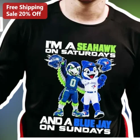 Seahawks Blue Jays Dual Team Fan Tee Saturday Sunday NFL MLB Sports Gift