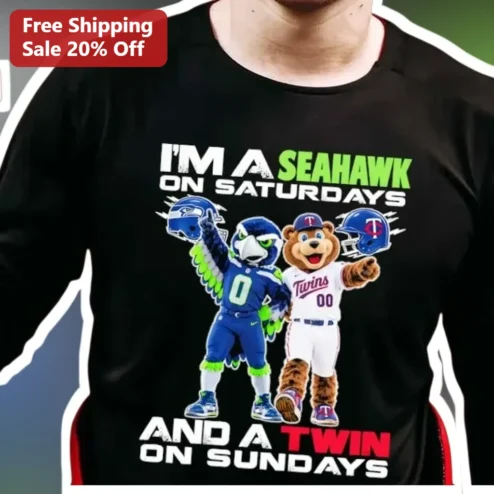 Seahawks Fan Gift I'm A Seahawks On Saturdays And A Twin On Sundays Tee NFL Weekend Shirt