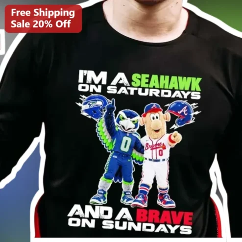 Seahawks on Saturdays Braves on Sundays Tee NFL MLB Dual Fan Sports Gift