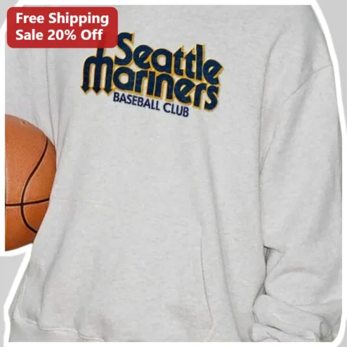 Seattle Mariners Baseball Club Sweatshirt Vintage Retro Collegiate Logo Heather Grey Cotton Fleece Fan Gear Gift