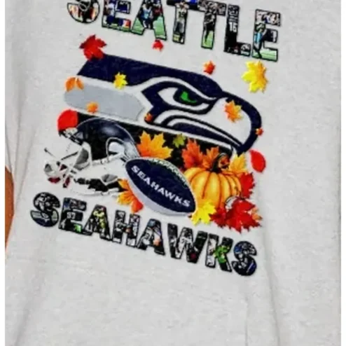 Seattle Seahawks Fall Football Graphic Tee Autumn Fan Gift Heather Grey