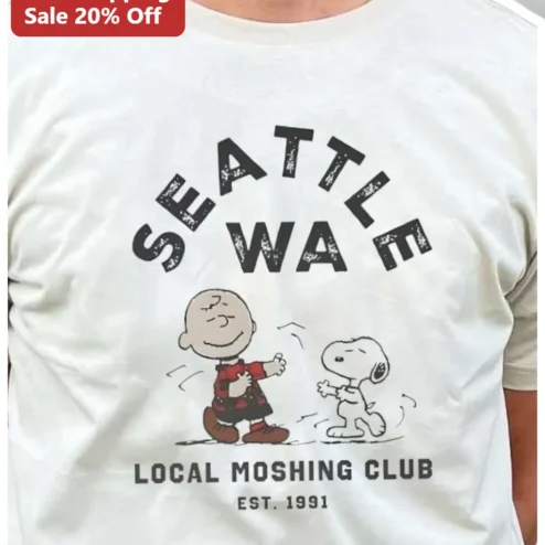 Seattle Wave Local Moshing Club Tee Charlie Brown Snoopy Grunge Vintage Graphic Shirt