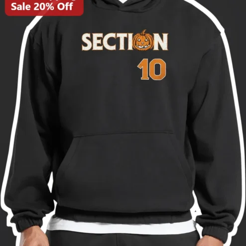 SECTION Hoodie Halloween Pumpkin Distressed Vintage Collegiate Style Black Pullover Gift for Men Women