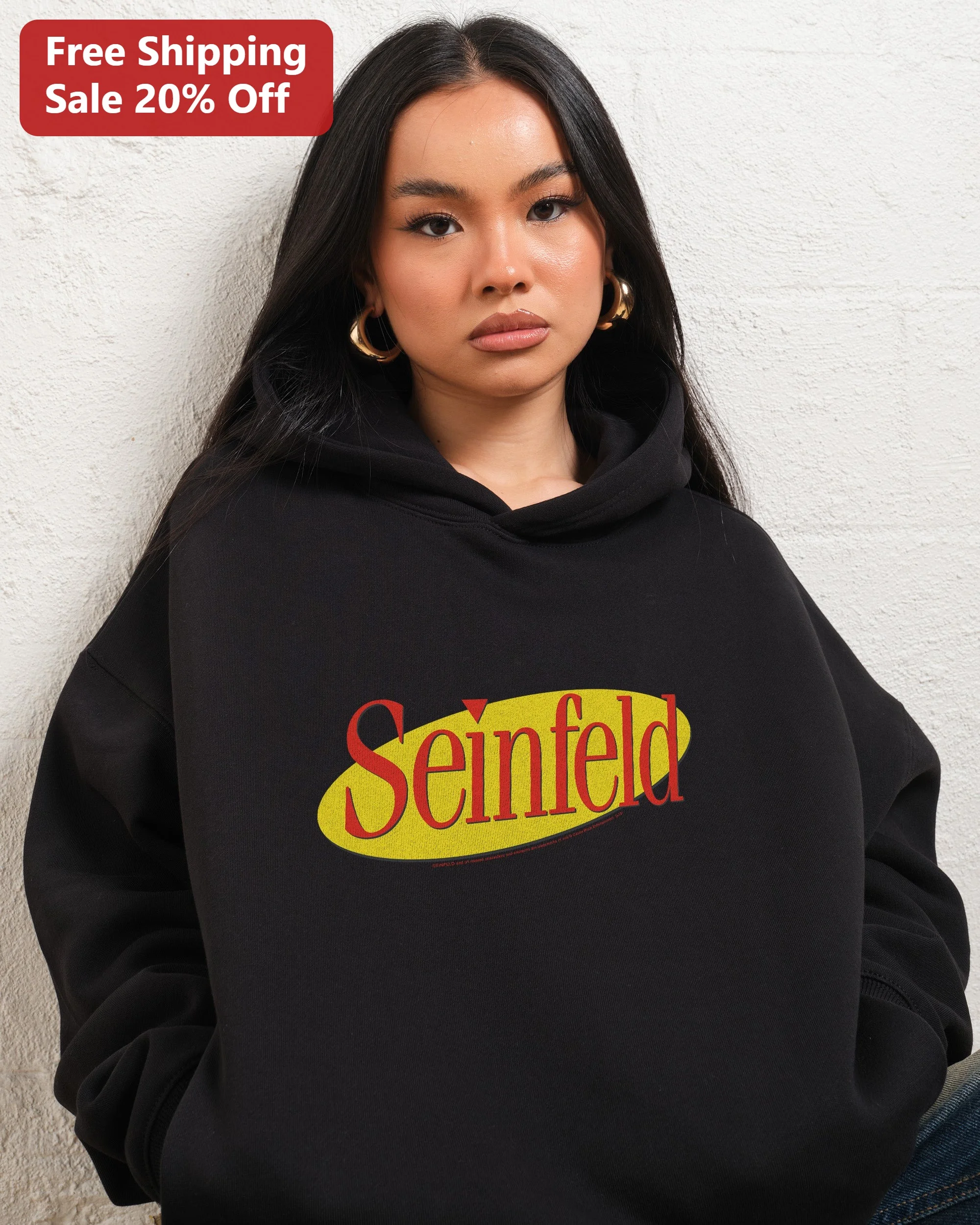 Seinfeld Hoodie Retro Logo Pullover for Men Women TV Show Merch Gift
