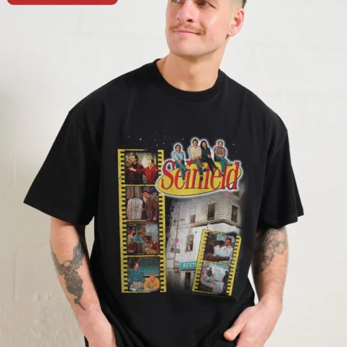 Seinfeld Vintage TV Sitcom Cast Collage Graphic Tee for Men and Women