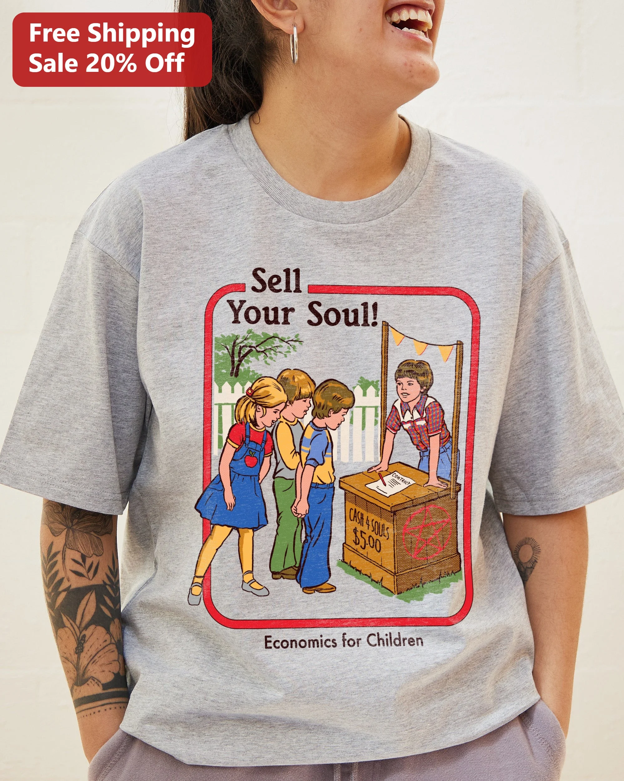 Sell Your Soul Economics For Children Tee Dark Humor Vintage Graphic Shirt