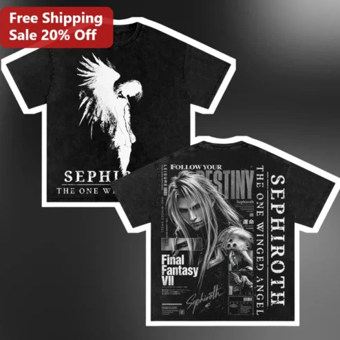 Sephiroth One-Winged Angel Follow Your Destiny Graphic Tee Final Fantasy VII Fan Gift